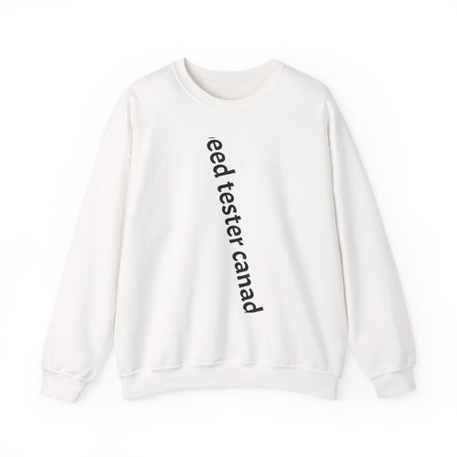 Crewneck Sweatshirt — Vertical "eed tester canad" Minimal Text Design